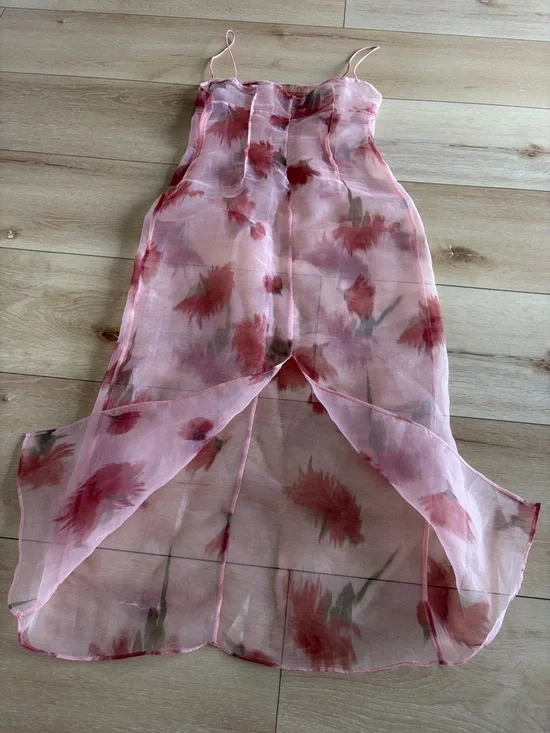 Source Unknown Pink Sheer Floral Maxi Dress - Picture 7 of 7